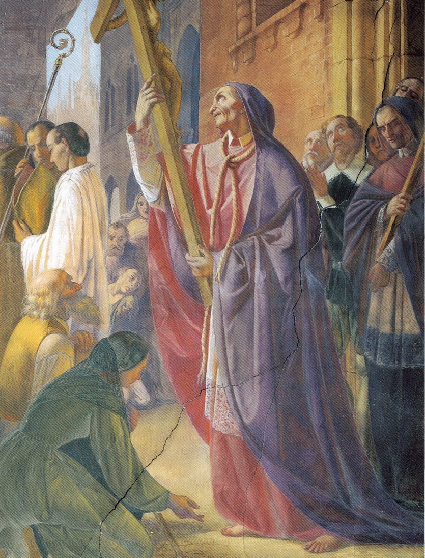 S. Carlo scalzo, con una corda al collo davanti al Crocifisso che si offre vittima per il suo popolo - 1854 - Chiesa di Santa Maria Assunta - Rovato (BS)